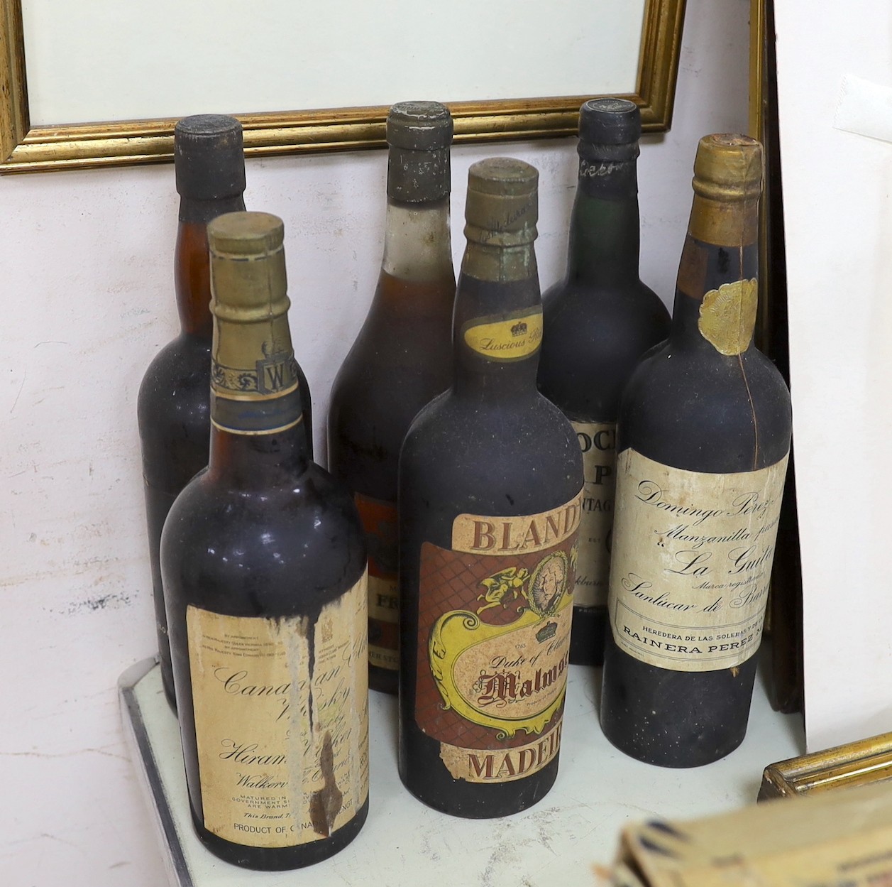 A small mixed collection of wine and whisky